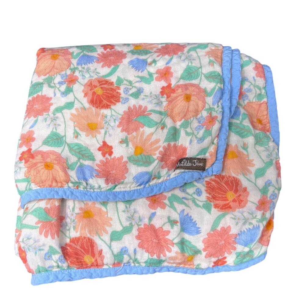 Matilda Jane Receiving Blanket Floral Baby Crib Lovey Orange Poppy Flower